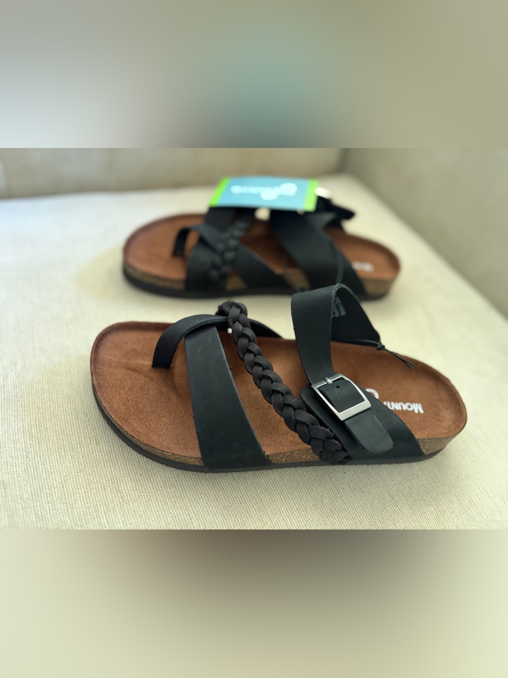 White Mountain Black Braided Strap Slide Sandals - Women